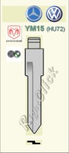 YM15 (HU72) Key Blank - Mercedes VW Volkswagen Dodge Steyr-Puch